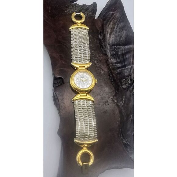 ANNE KLEIN II WOMEN'S Two Tone Mesh BAND WATCH New Battery ~ Vintage - Picture 2 of 14